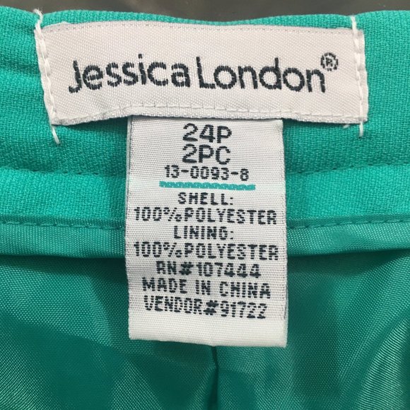 Jessica London Womens Plus Size 24P Teal 100% Polyester Elastic Waist Trousers - Picture 7 of 8